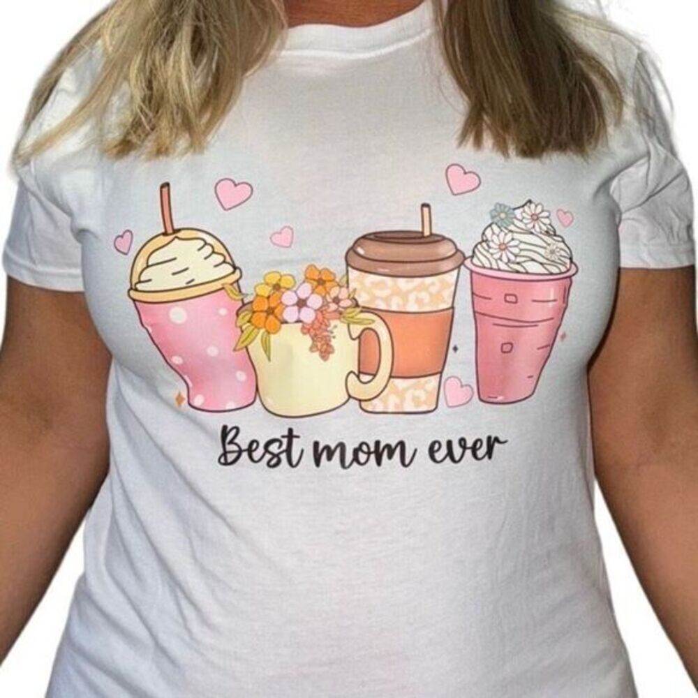 Handmade💋 Womans iced coffee tee shirt “BEST MOM EVER”